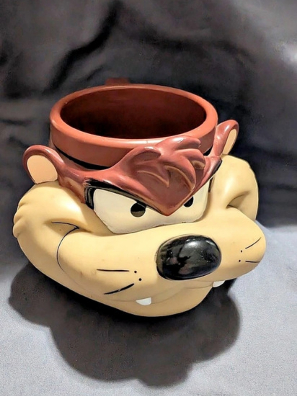Looney Tunes Taz Face 3D Sculpted Ceramic Plasticug 1992 Tasmanian Devil *BIN